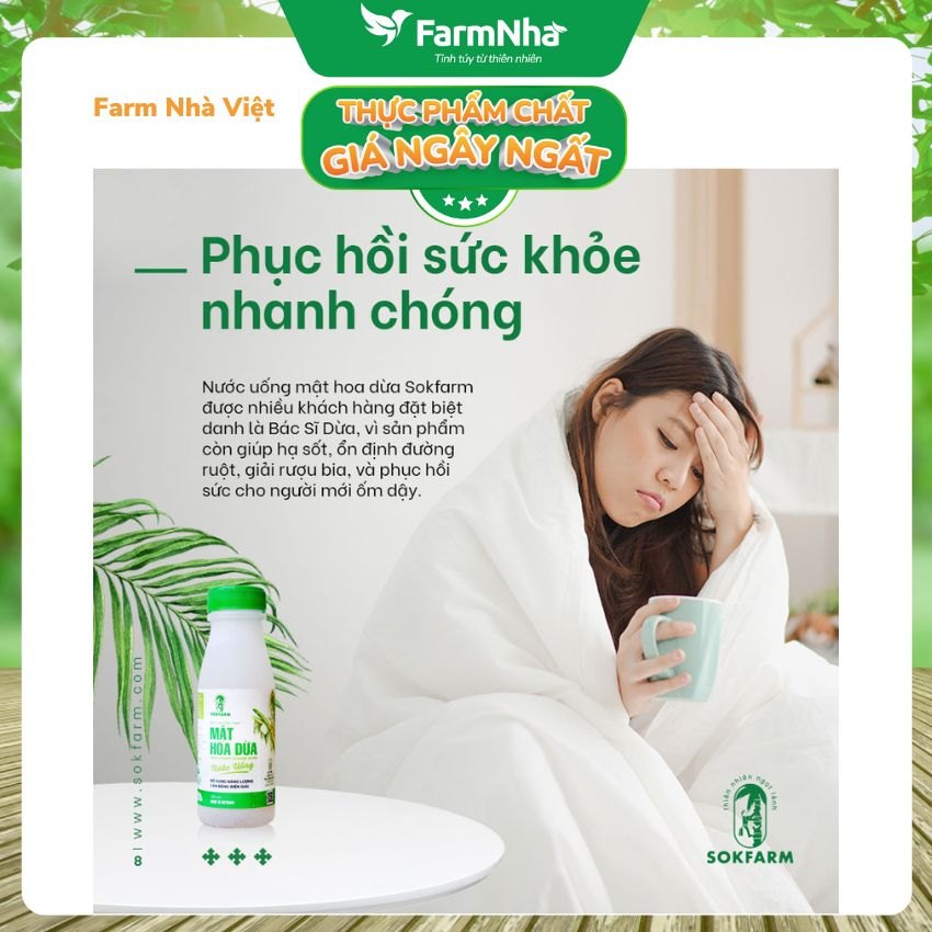 (Combo 5) Nước uống mật hoa dừa Sokfarm 1 lít - Giải khát sảng khoái, bù khoáng điện giải tự nhiên