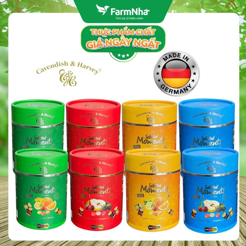 (Combo 5) Kẹo Cavendish & Harvey C&H 100g Selected Moments Fruit Drops Green - Hỗn hợp trái cây Lemon, Cherry, Orange