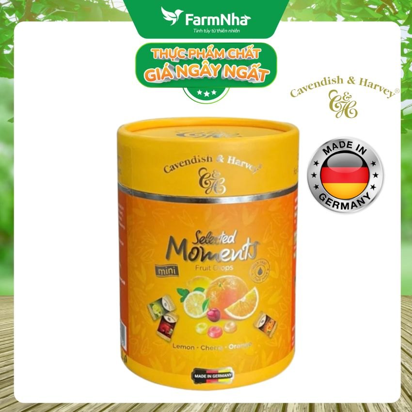 (Combo 5) Kẹo Cavendish & Harvey C&H 100g Selected Moments Fruit Drops Yellow - Hỗn hợp trái cây Lemon, Cherry, Orange