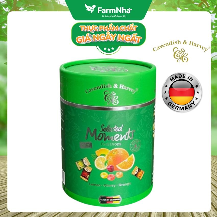 (Combo 3) Kẹo Cavendish & Harvey C&H 100g Selected Moments Fruit Drops Green - Hỗn hợp trái cây Lemon, Cherry, Orange