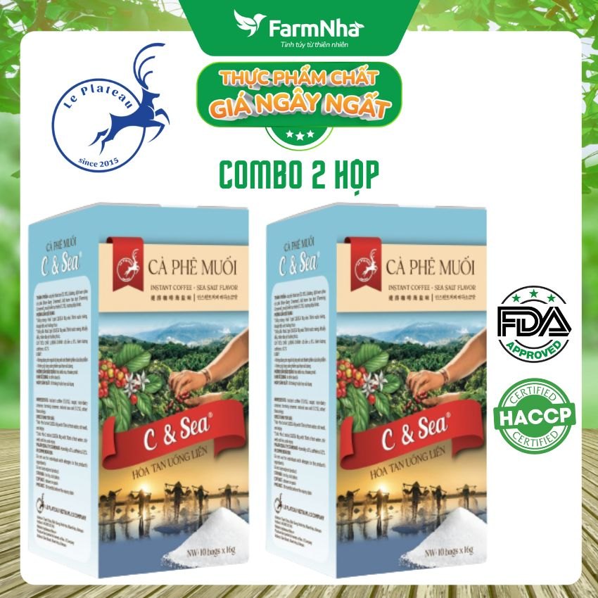 (Combo 2 Hộp) Cà Phê muối hòa tan C & Sea hộp giấy 160g (10 stick 16g)