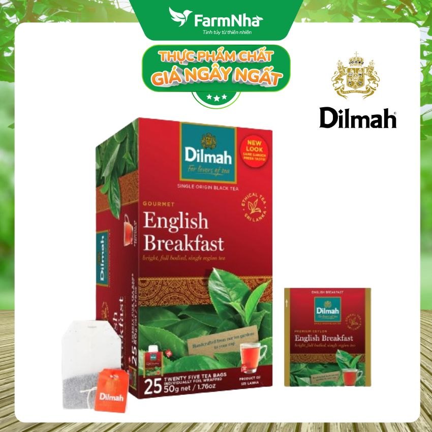 Trà Dilmah English Breakfast 50g (Túi bạc đặc biệt) 25 túi x 2g Trà Buổi Sáng - Tuyệt vời để khởi đầu một ngày mới