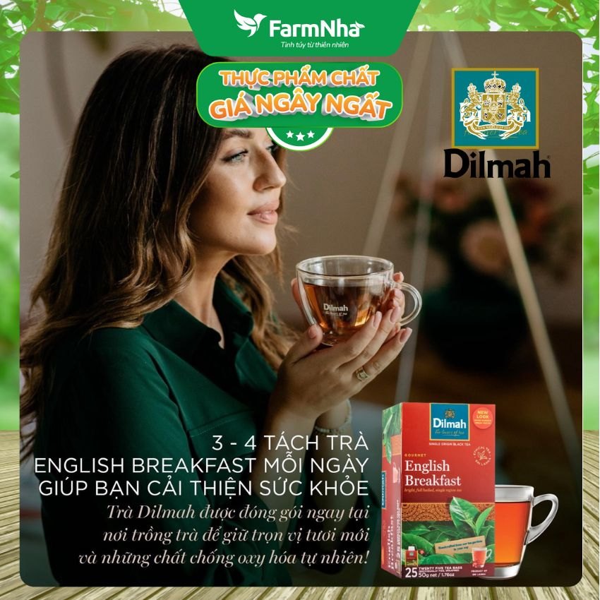 Trà Dilmah English Breakfast 50g (Túi bạc đặc biệt) 25 túi x 2g Trà Buổi Sáng - Tuyệt vời để khởi đầu một ngày mới