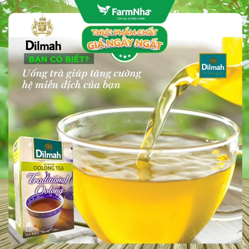 (Combo 3 Hộp) Trà Dilmah Traditional Oolong Tea All Natural 30g 20 túi lọc x 1.5gr Ô Long truyền thống - Tinh hoa trà Sri Lanka