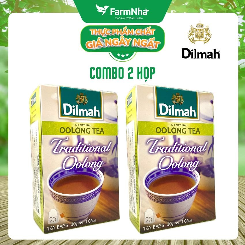 (Combo 2 Hộp) Trà Dilmah Traditional Oolong Tea All Natural 30g 20 túi lọc x 1.5gr Ô Long truyền thống - Tinh hoa trà Sri Lanka