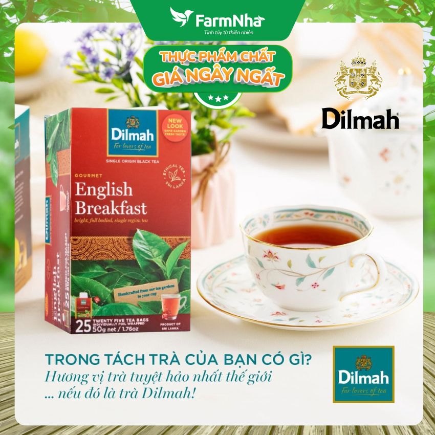 Trà Dilmah English Breakfast 50g (Túi bạc đặc biệt) 25 túi x 2g Trà Buổi Sáng - Tuyệt vời để khởi đầu một ngày mới