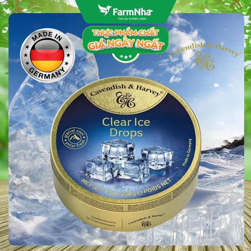 Kẹo Cavendish & Harvey Clear Ice 200g Mang Hương Vị Bắc Cực Mát lạnh Sảng Khoái