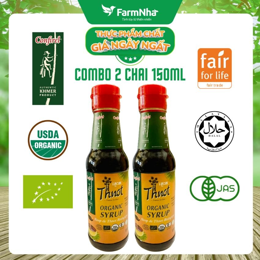 (Combo 2) Syrup mật thốt nốt hữu cơ Confirel 150ml - Sản phẩm tự nhiên, an toàn và khỏe mạnh từ Campuchia