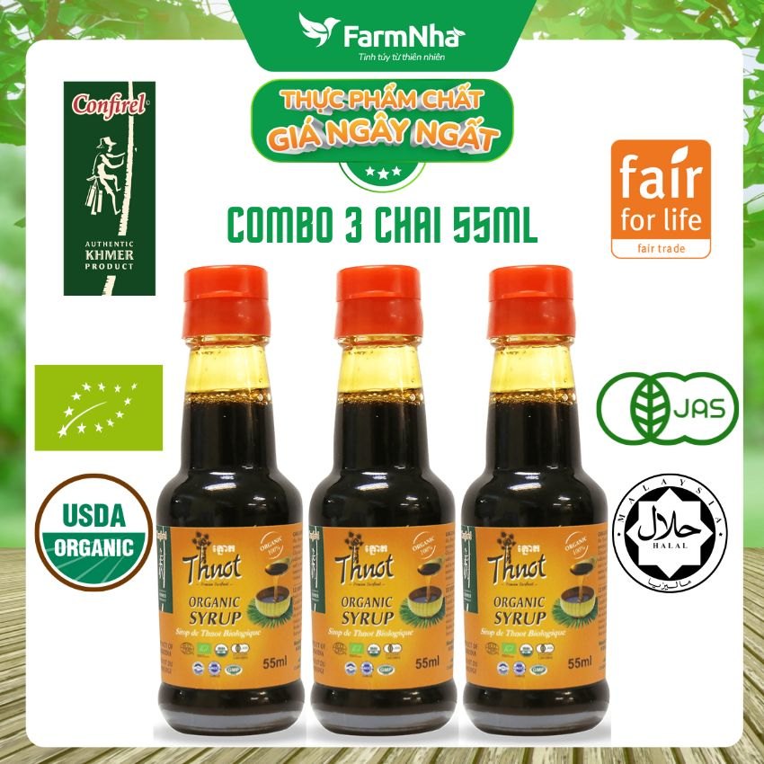 (Combo 3) Syrup mật thốt nốt hữu cơ Confirel 55ml - Sản phẩm tự nhiên, an toàn và khỏe mạnh từ Campuchia