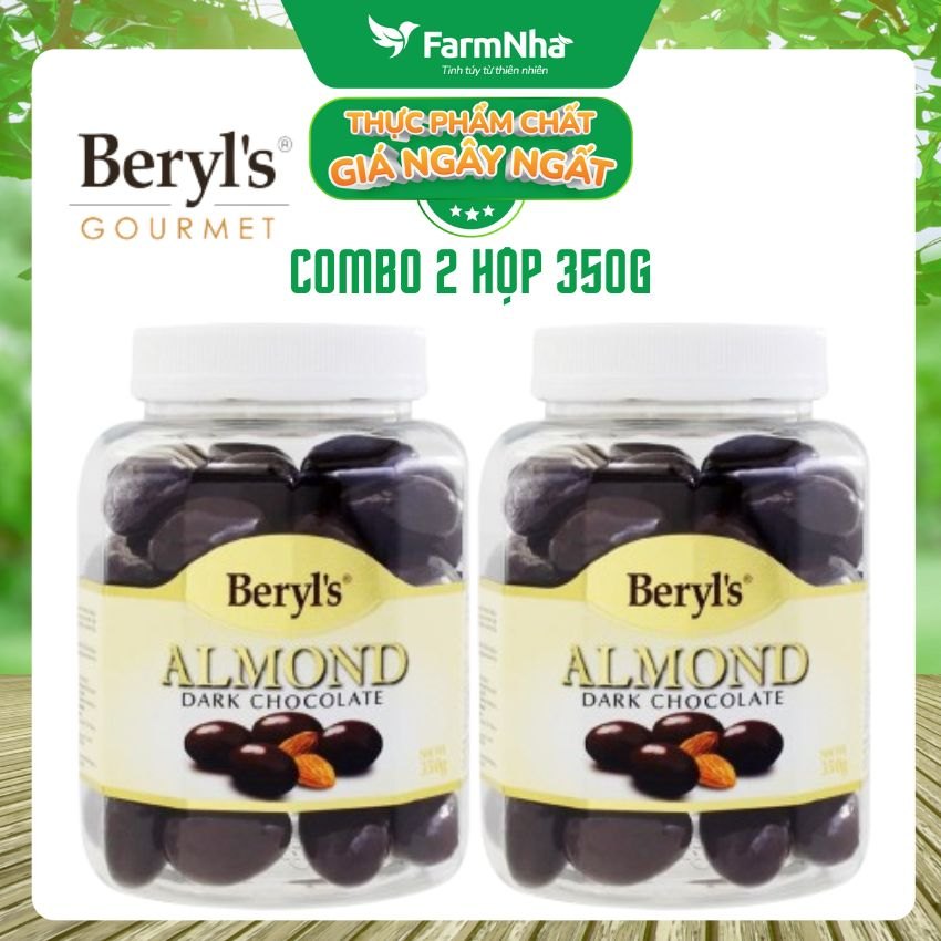 (Combo 2) Sô cô la Almond Dark Beryl's 350gr - Sô cô la đen và hạnh nhân giòn ngon thơm lừng