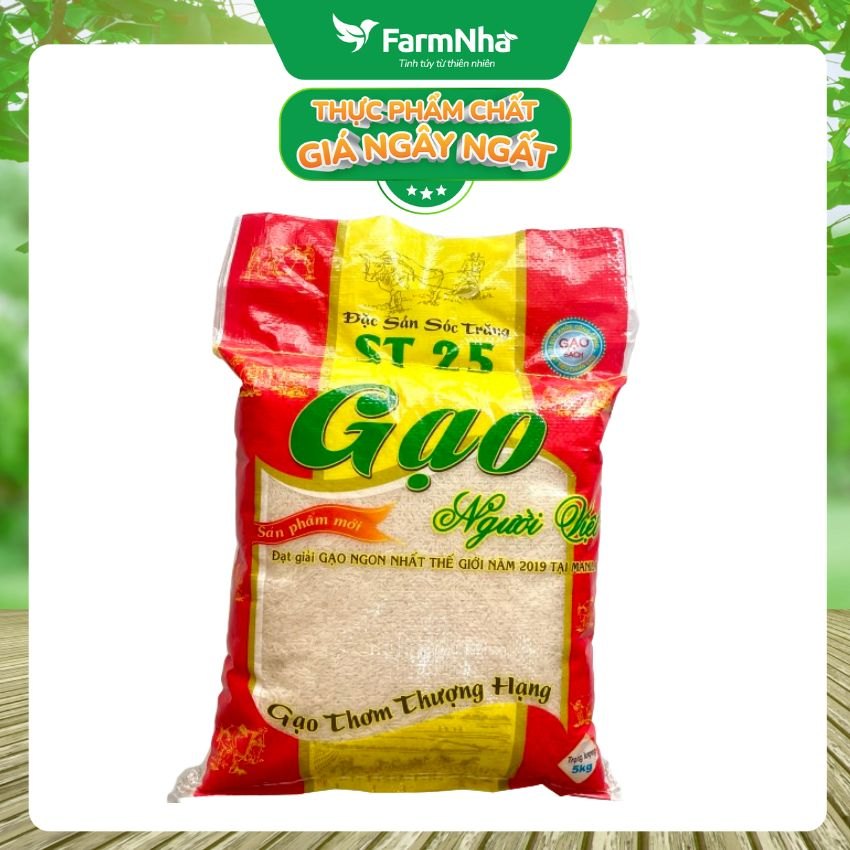 Gạo Đặc Sản Sóc Trăng ST25 Thượng Hạng 5kg - Gạo ngon nhất Thế Giới 2019 & 2023.