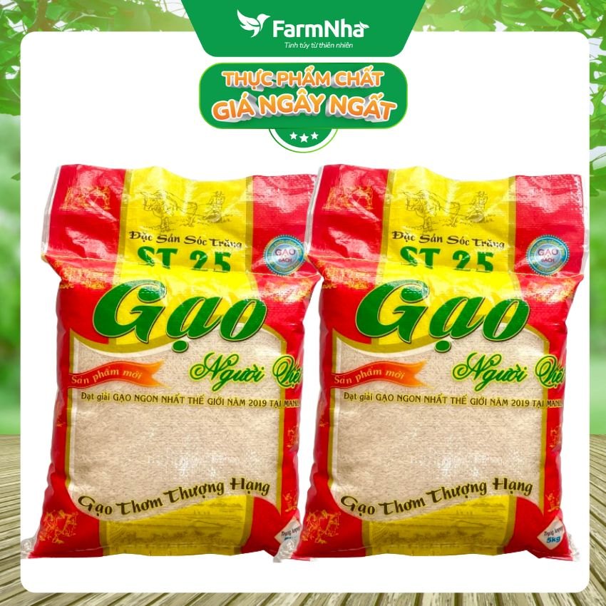 Gạo Đặc Sản Sóc Trăng ST25 Thượng Hạng 5kg - Gạo ngon nhất Thế Giới 2019 & 2023.