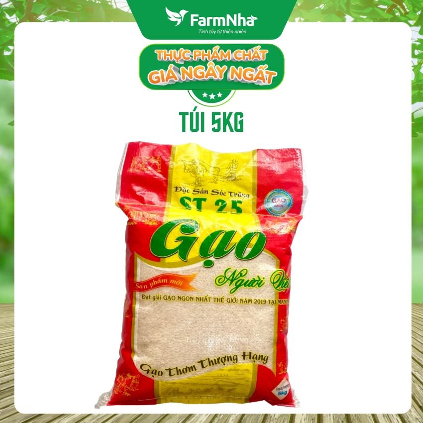 Gạo Đặc Sản Sóc Trăng ST25 Thượng Hạng 5kg - Gạo ngon nhất Thế Giới 2019 & 2023.