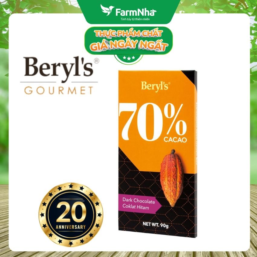 Sô cô la Beryls No Added Sugar Dark 70% Chocolate 90g: Lựa Chọn Tinh Tế Cho Người Yêu Sô Cô La