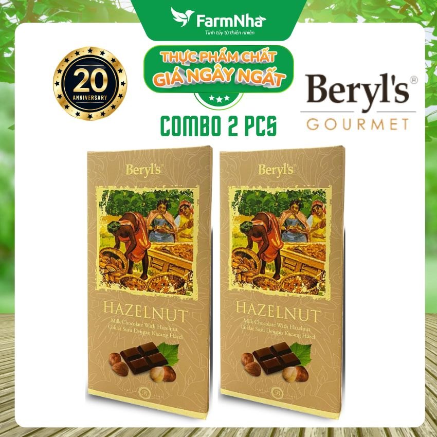 (Combo 2) Sô cô la Beryls Hazelnut Chocolate 85g: Sự Kết Hợp Hoàn Hảo Giữa Sô Cô La và Hạt Dẻ Cười