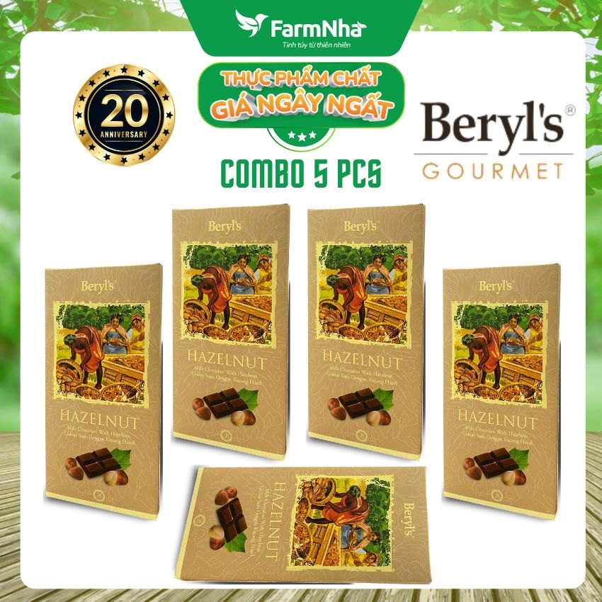 (Combo 5) Sô cô la Beryls Hazelnut Chocolate 85g: Sự Kết Hợp Hoàn Hảo Giữa Sô Cô La và Hạt Dẻ Cười