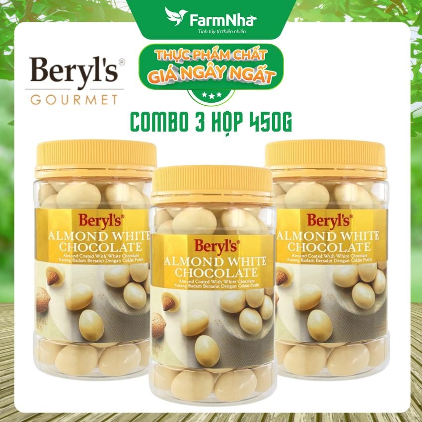 Sô cô la Beryl's 450g Almond White Chocolate - Hương vị tuyệt vời giữa Sô cô la trắng và hạnh nhân thơm giòn