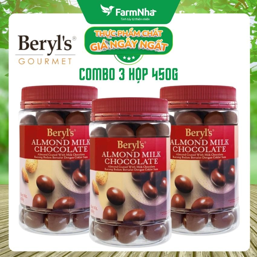 (Combo 3) Sô cô la Almond Milk Beryl's 450g - Socola sữa và hạnh nhân thơm ngon béo ngậy