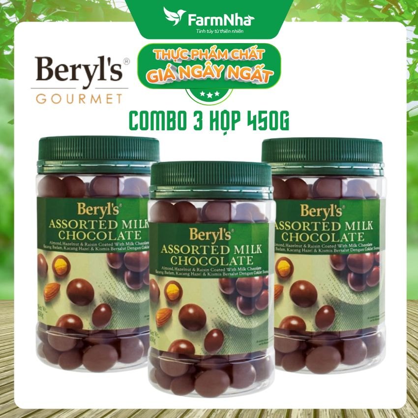 Sô cô la hỗn hợp Assorted Beryl's 450g - Hương Vị độc đáo với hạnh nhân, nho khô và các loại hạt