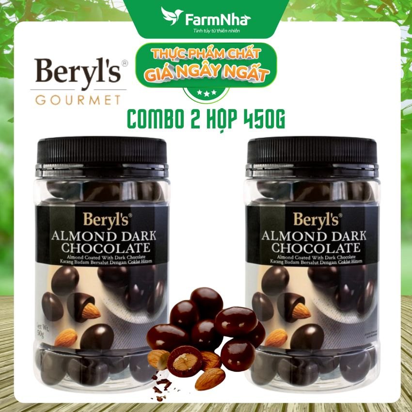 (Combo 2) Sô cô la Almond Dark Beryl's 450gr - Sô cô la đen và hạnh nhân giòn ngon thơm lừng