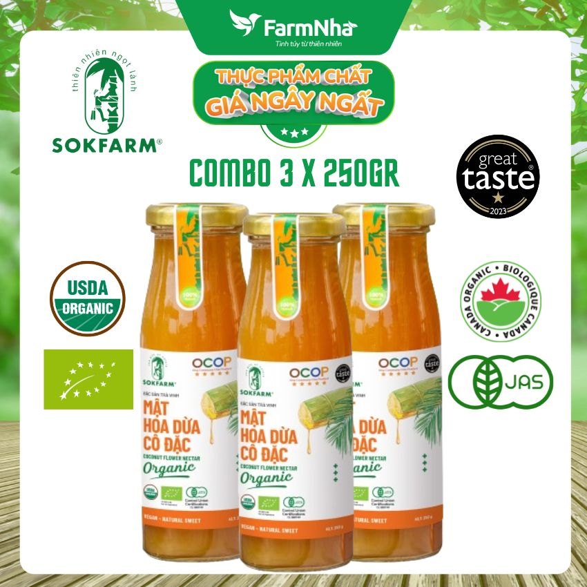 (Combo 3) Mật hoa dừa Sokfarm 250g - Bổ sung khoáng chất và kiểm soát đường huyết hiệu quả