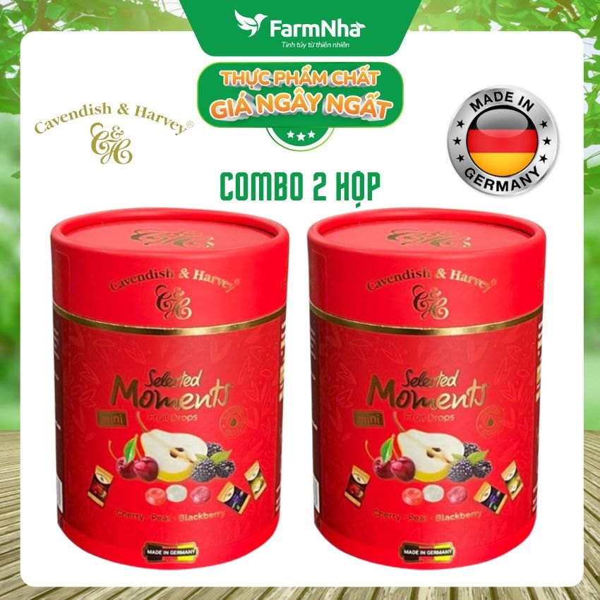 (Combo 2) Kẹo Cavendish & Harvey 100g Selected Moments Fruit Drops Red - Hỗn hợp trái cây Lê, Anh đào, Dâu Đen