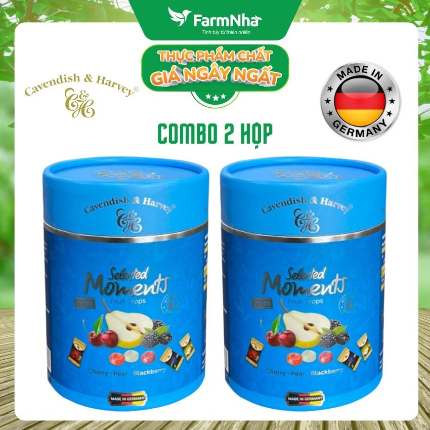 (Combo 2) Kẹo Cavendish & Harvey 100g Selected Moments Fruit Drops Blue - Hỗn hợp trái cây Lê, Anh đào, Dâu Đen