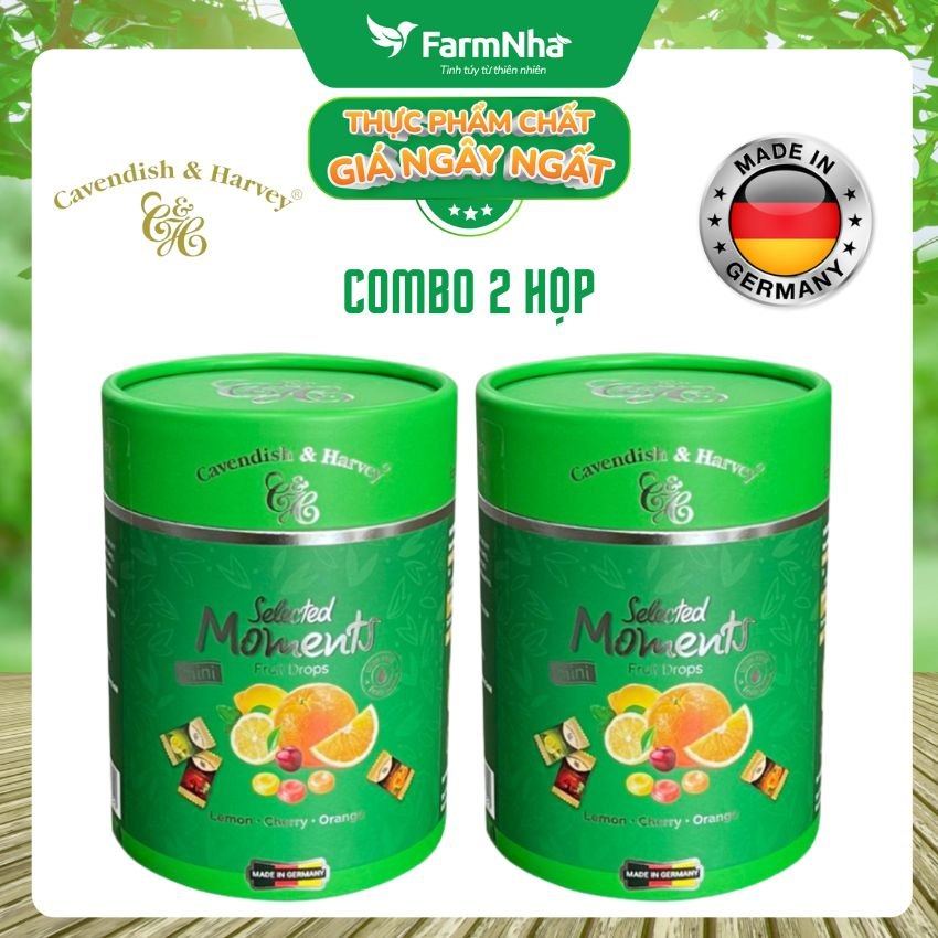 (Combo 2) Kẹo Cavendish & Harvey C&H 100g Selected Moments Fruit Drops Green - Hỗn hợp trái cây Lemon, Cherry, Orange