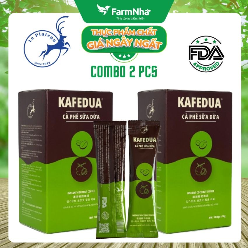 (Combo 2) Cà Phê Sữa Dừa KAFEDUA Hộp 160gr 10 gói x 16gr Le Plateau - Hương Vị Độc Đáo và Cuốn Hút