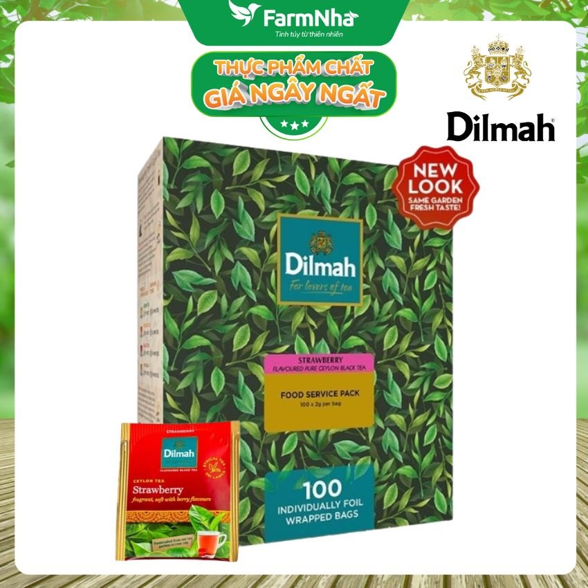 Trà Dilmah hương Dâu (FOOD SERVICE) 100 túi x 2gr (túi bạc đặc biệt) - Tinh hoa trà Sri Lanka