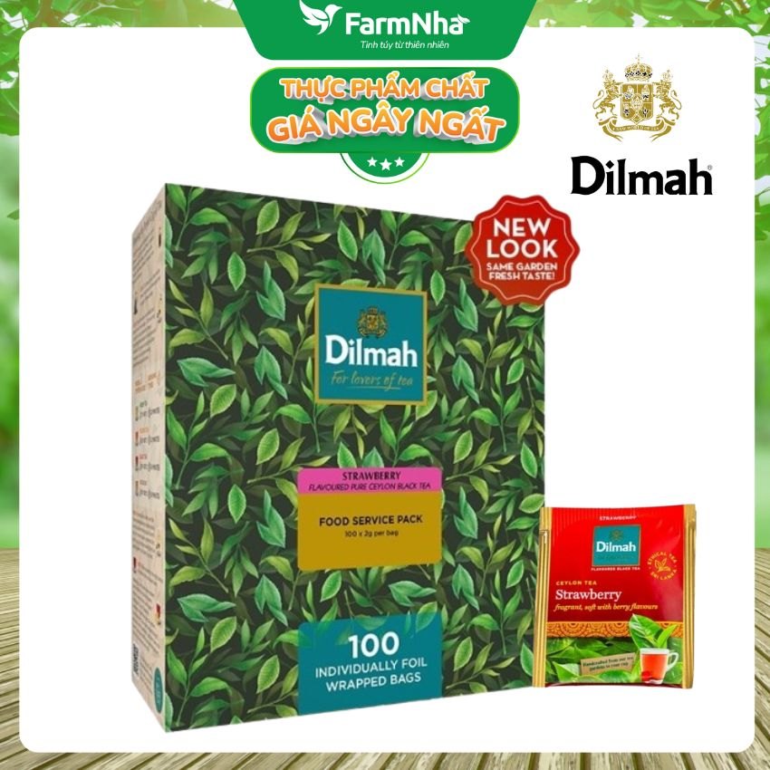 Trà Dilmah hương Dâu (FOOD SERVICE) 100 túi x 2gr (túi bạc đặc biệt) - Tinh hoa trà Sri Lanka