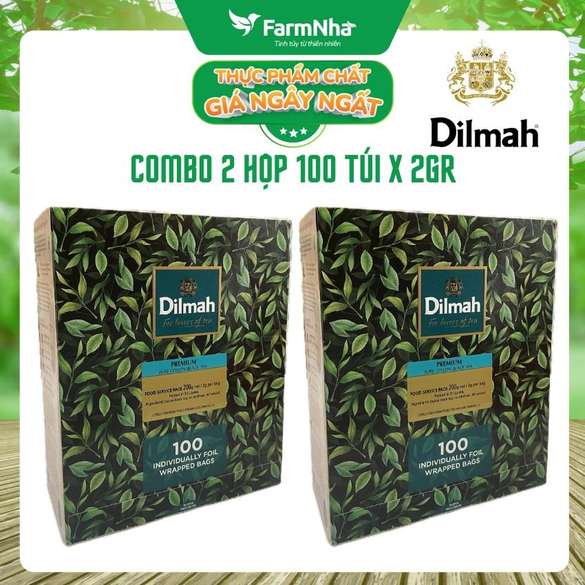 (Combo 2) Trà đen Dilmah Premium Ceylon loại túi lọc 100 túi x 2g - Tinh hoa trà Sri Lanka