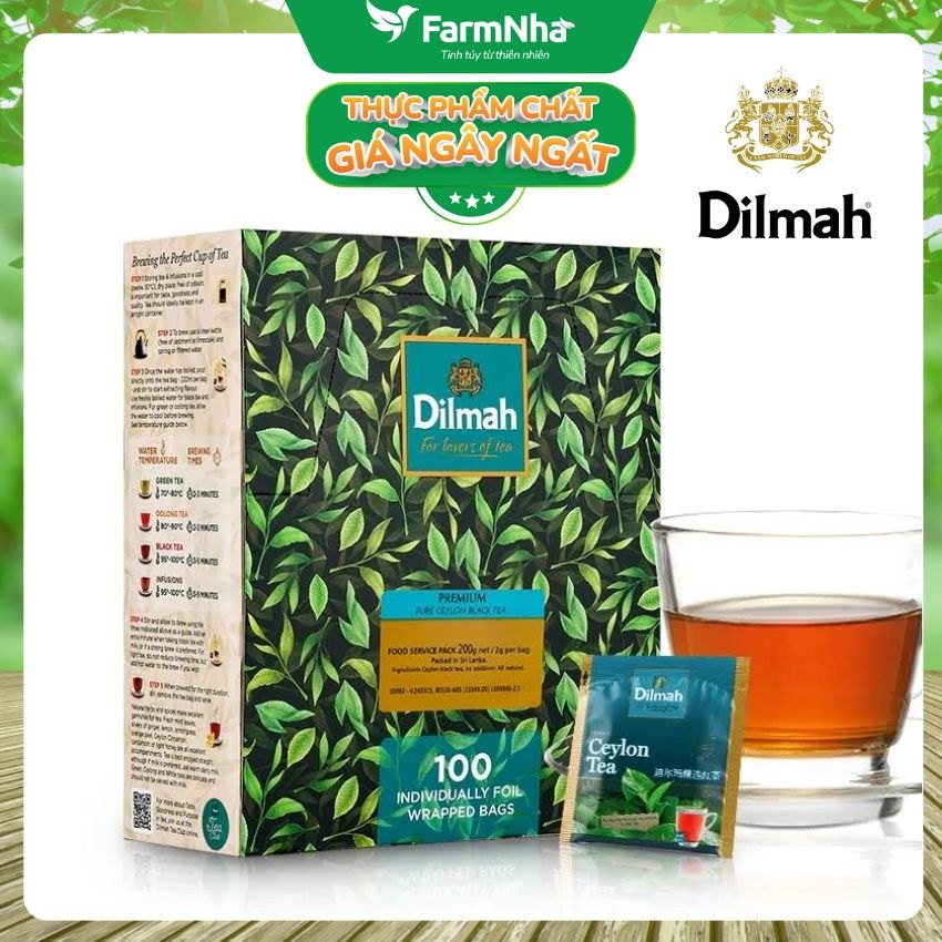 (Combo 2) Trà đen Dilmah Premium Ceylon loại túi lọc 100 túi x 2g - Tinh hoa trà Sri Lanka