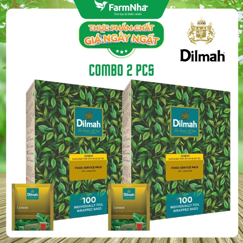 (Combo 2) Trà Dilmah hương Chanh (FOOD SERVICE) 100 túi x 2gr - Hương vị trà chanh tươi mát và nguyên chất