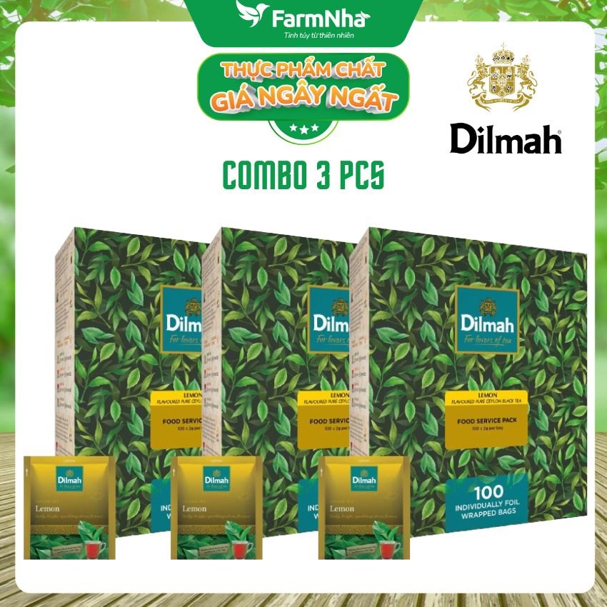 (Combo 3) Trà Dilmah hương Chanh (FOOD SERVICE) 100 túi x 2gr - Hương vị trà chanh tươi mát và nguyên chất