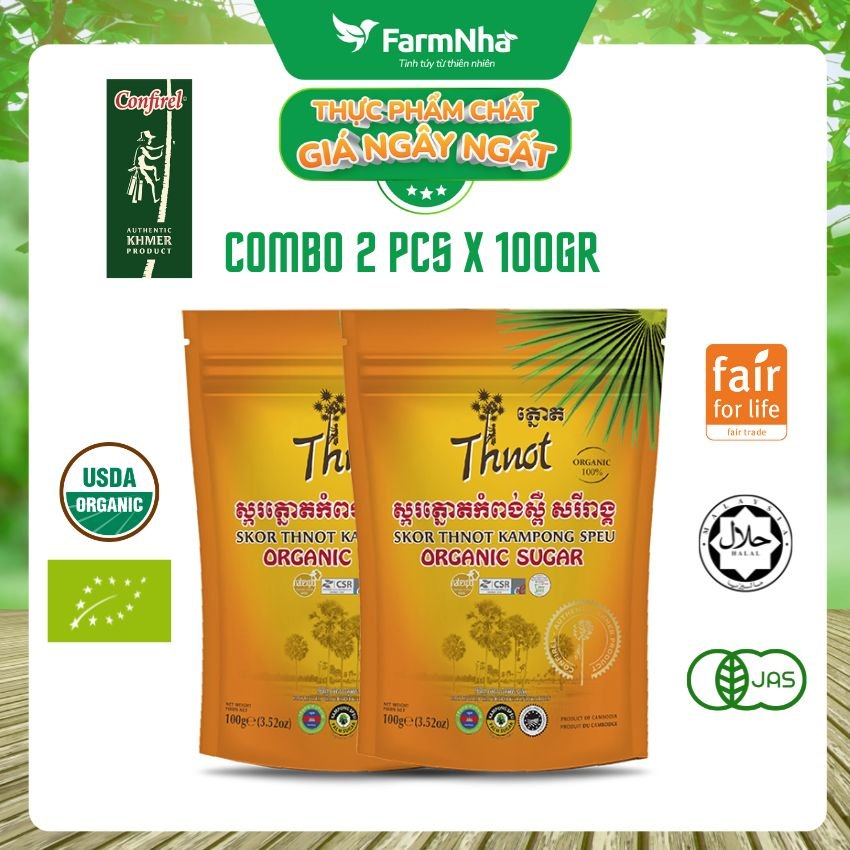 (Combo 2) Đường Thốt Nốt Hữu Cơ Confirel 100gr - Sản phẩm tự nhiên an toàn từ Xứ Sở Chùa Tháp Campuchia