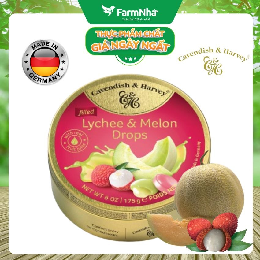 (Combo 3) Kẹo trái cây Cavendish & Harvey vị Lychee & Melon 175g - Trải Nghiệm Hương Vị Ngọt Ngào Từ Trái Cây Tự Nhiên