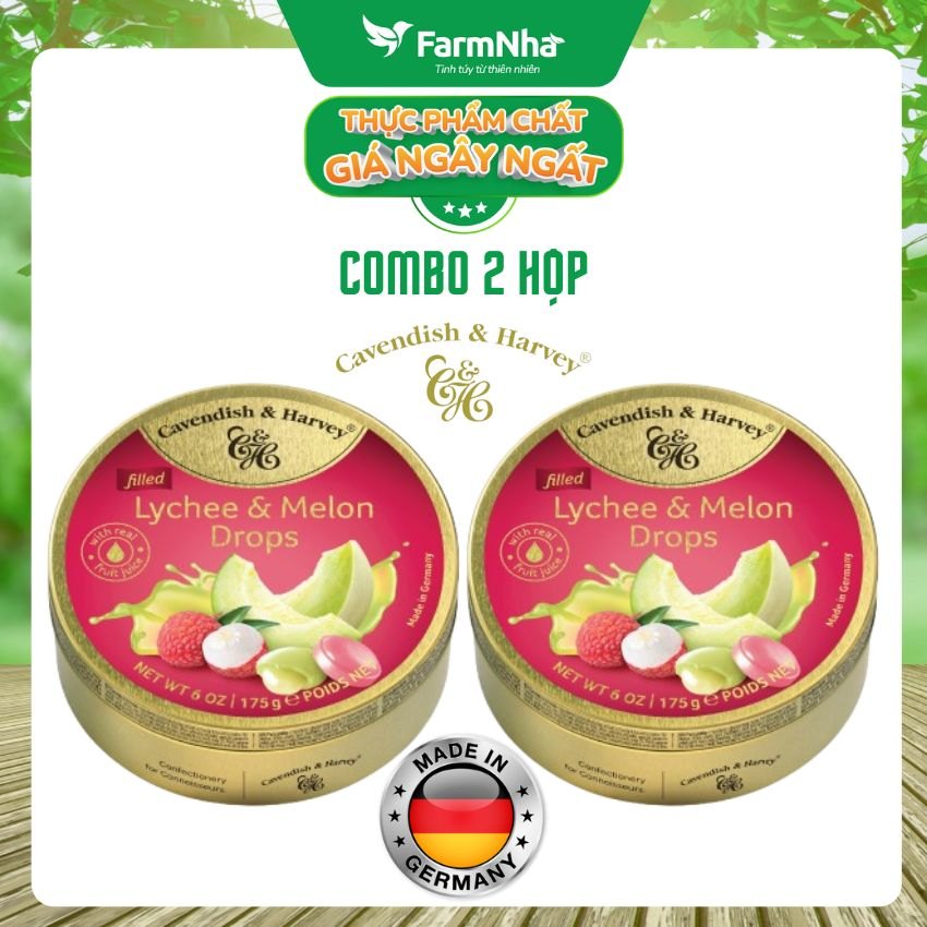 (Combo 2) Kẹo trái cây Cavendish & Harvey vị Lychee & Melon 175g - Trải Nghiệm Hương Vị Ngọt Ngào Từ Trái Cây Tự Nhiên