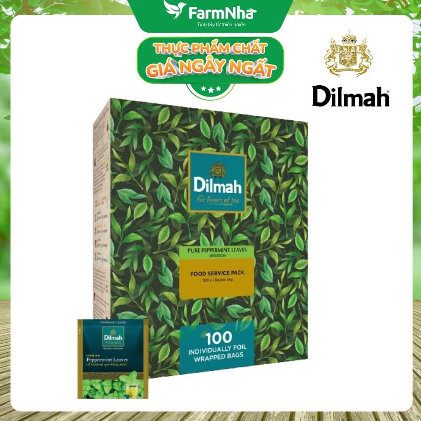 Trà Dilmah Pure Peppermint Túi Lọc 150g 100 Túi x 1.5g (Túi bạc riêng biệt) – Trà Thảo Dược Bạc Hà Tươi Mát