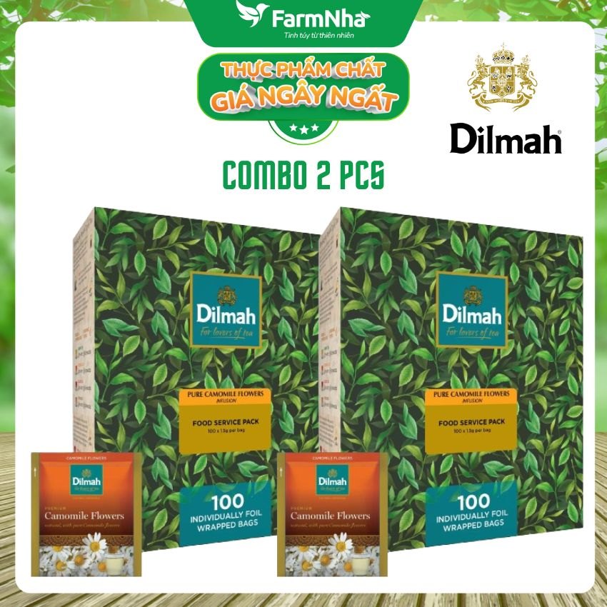 Trà Dilmah Pure Camomile 150g 100 Túi x 1.5g (Túi Bạc Riêng Biệt) – Thảo Dược từ Hoa Cúc giúp Thư Giãn và Cải Thiện Giấc Ngủ