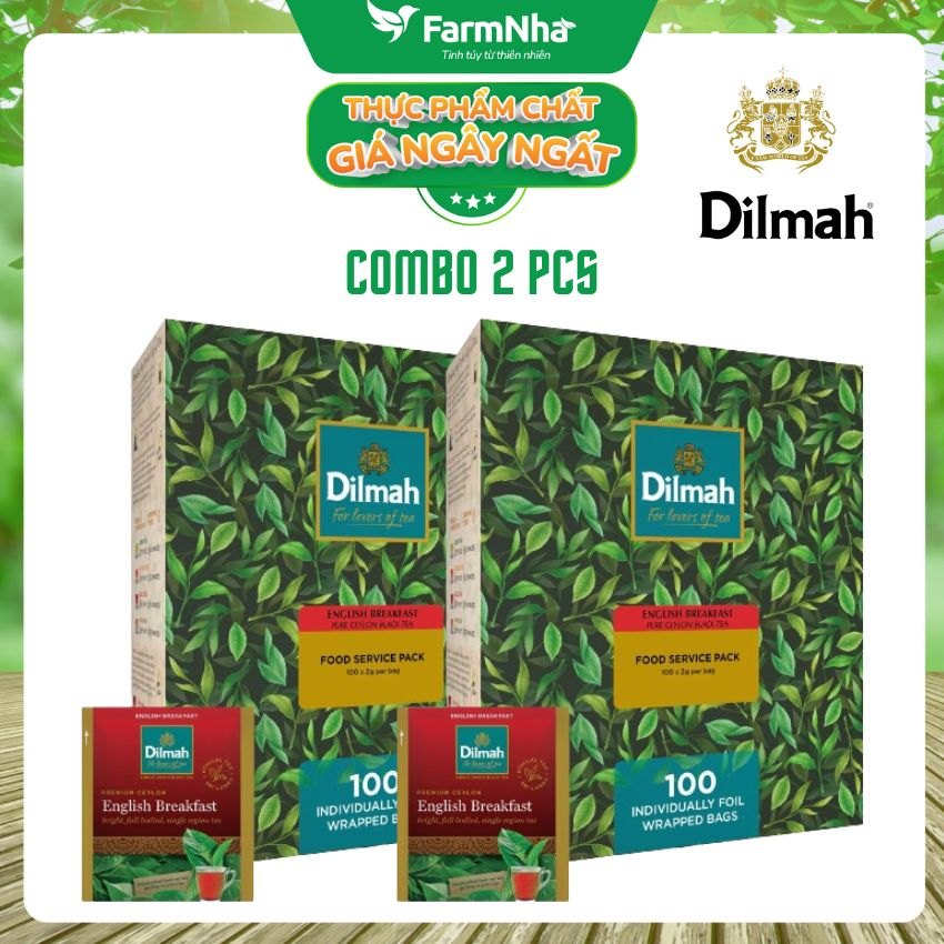 (Combo 2) Trà Dilmah English Breakfast (Buổi Sáng Anh Quốc) Túi Lọc 200g (100 Túi x 2g) – Tuyệt vời để khởi đầu một ngày mới