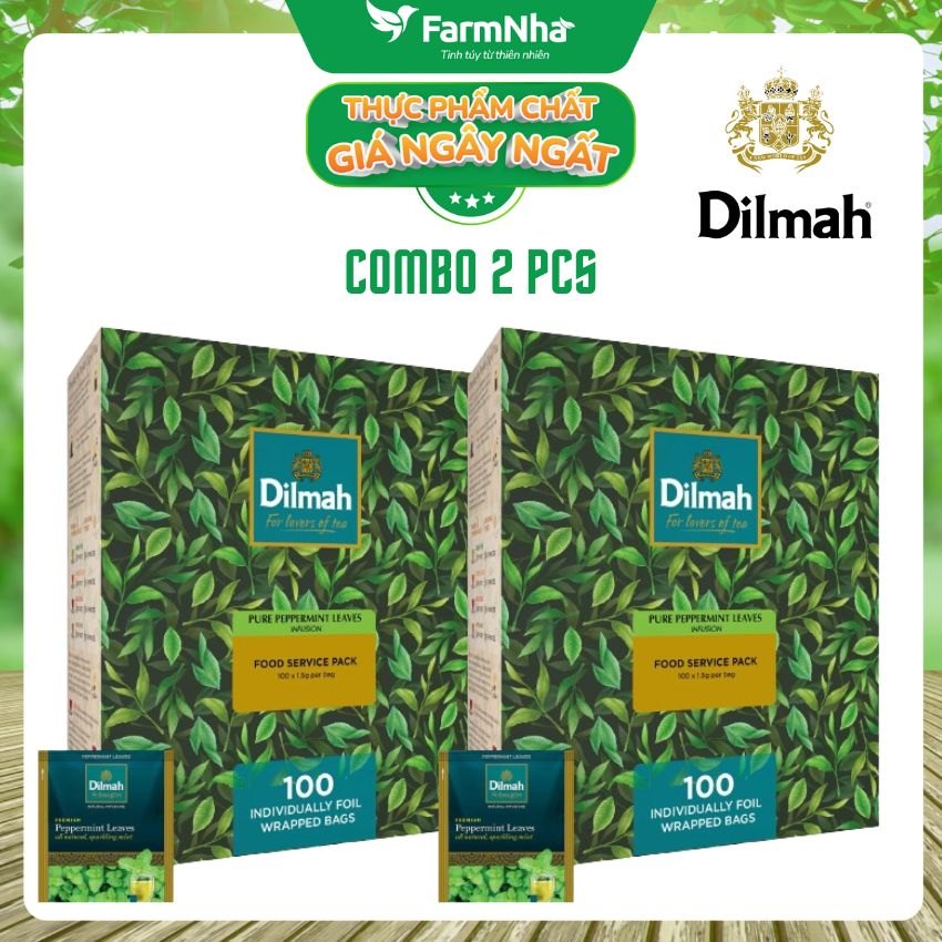 Trà Dilmah Pure Peppermint Túi Lọc 150g 100 Túi x 1.5g (Túi bạc riêng biệt) – Trà Thảo Dược Bạc Hà Tươi Mát