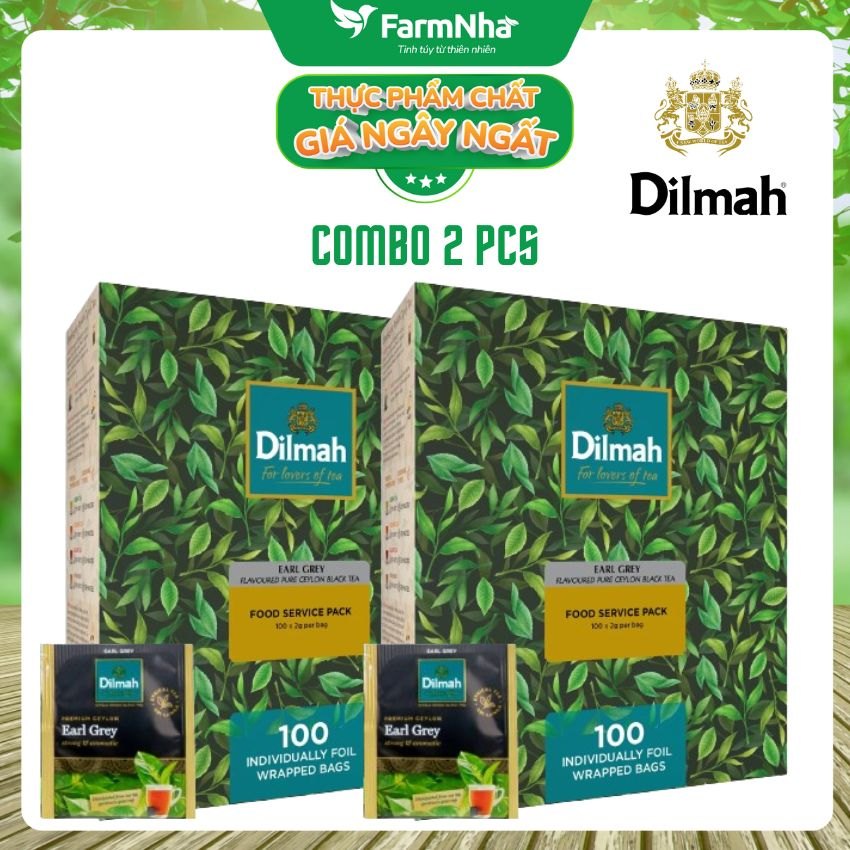 (Combo 2) Trà Dilmah Premium Ceylon Earl Grey Tea 200g 100 túi x 2g (Túi Bạc Riêng Biệt) - Tinh Hoa Trà Bá Tước