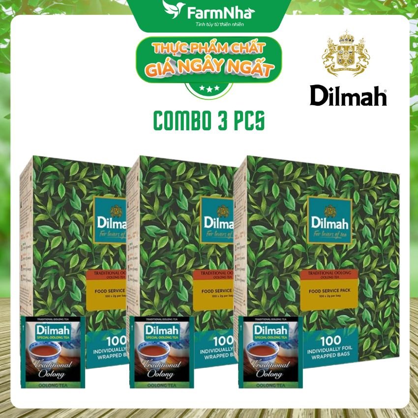 Trà Dilmah Traditional Oolong Tea All Natural 200g 100 Túi x 2g (Túi Bạc Riêng Biệt) – Trà Ô Long Tự Nhiên, Hương Vị Đậm Đà