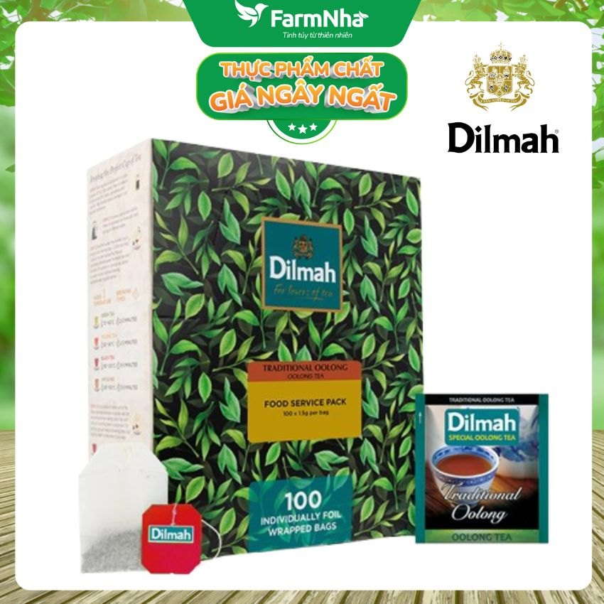 Trà Dilmah Traditional Oolong Tea All Natural 200g 100 Túi x 2g (Túi Bạc Riêng Biệt) – Trà Ô Long Tự Nhiên, Hương Vị Đậm Đà