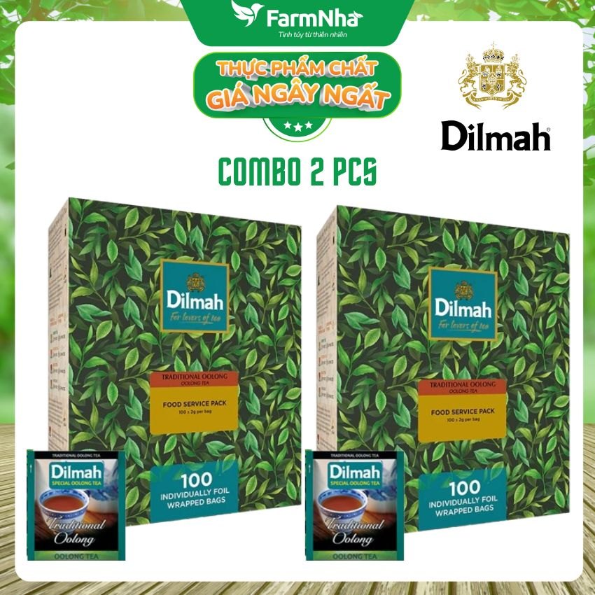 Trà Dilmah Traditional Oolong Tea All Natural 200g 100 Túi x 2g (Túi Bạc Riêng Biệt) – Trà Ô Long Tự Nhiên, Hương Vị Đậm Đà