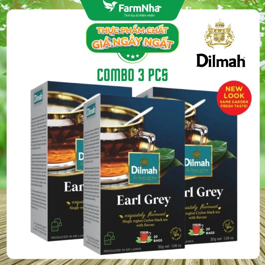 Trà Dilmah Earl Grey (Trà Bá Tước) túi lọc 30g 20 túi x 1.5g - Tinh hoa trà Sri Lanka