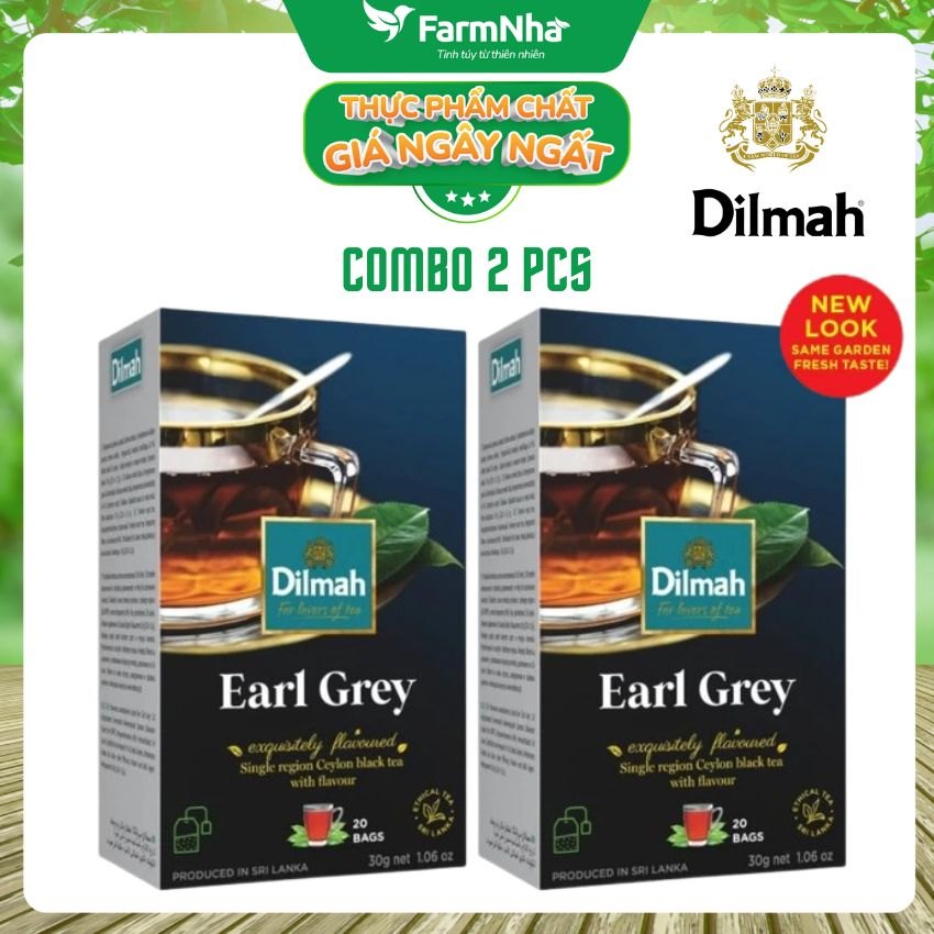 Trà Dilmah Earl Grey (Trà Bá Tước) túi lọc 30g 20 túi x 1.5g - Tinh hoa trà Sri Lanka