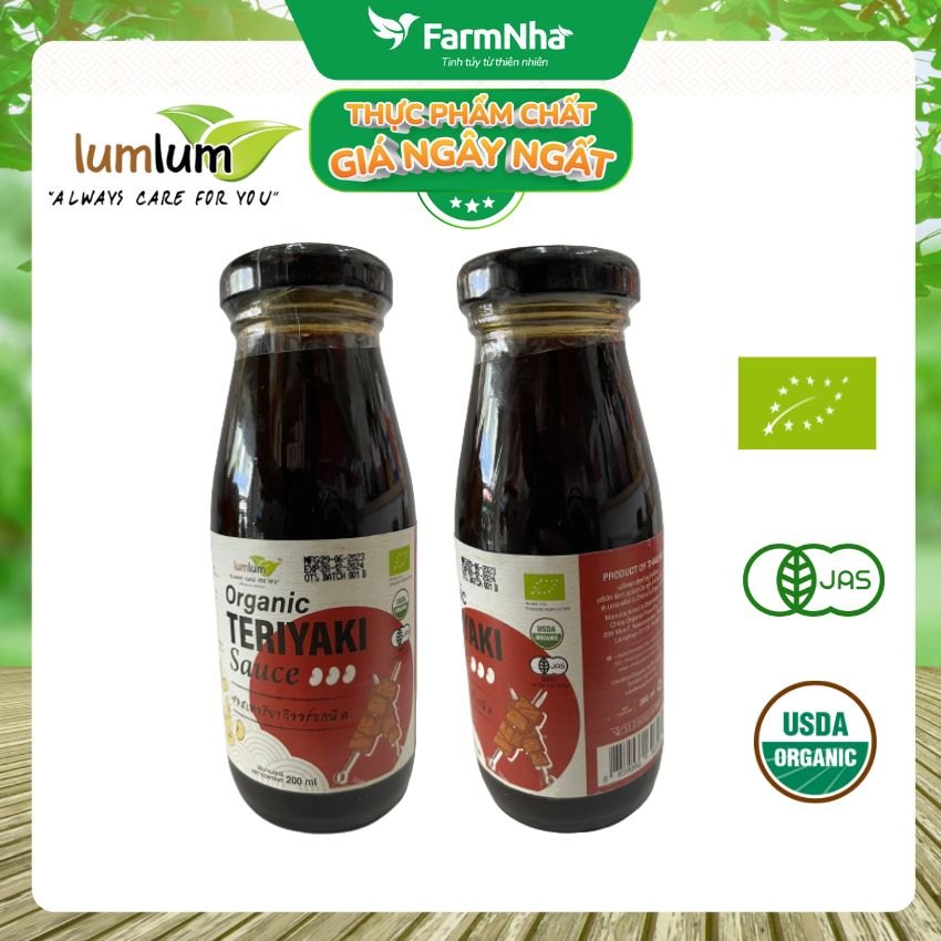 (Combo 3) Sốt Teriyaki Hữu Cơ 200ml Lumlum Organic Teriyaki Sauce - Hương Vị Tinh Tế Từ Thái Lan