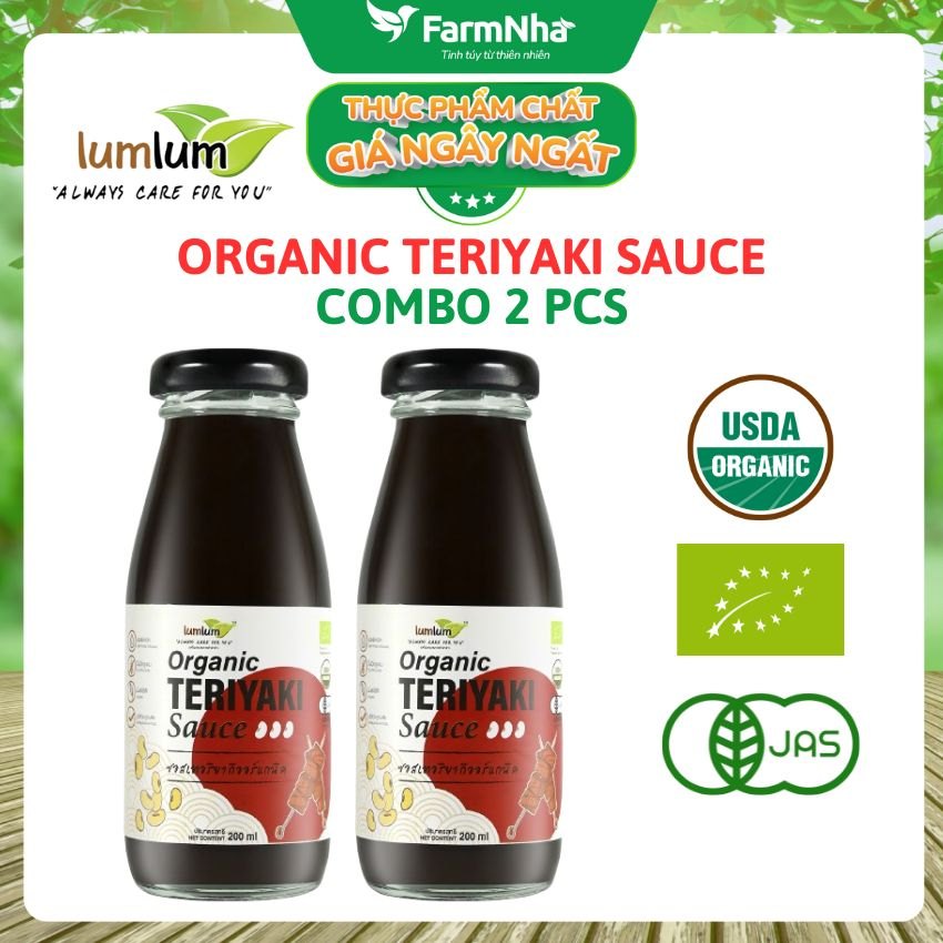 (Combo 2) Sốt Teriyaki Hữu Cơ 200ml Lumlum Organic Teriyaki Sauce - Hương Vị Tinh Tế Từ Thái Lan